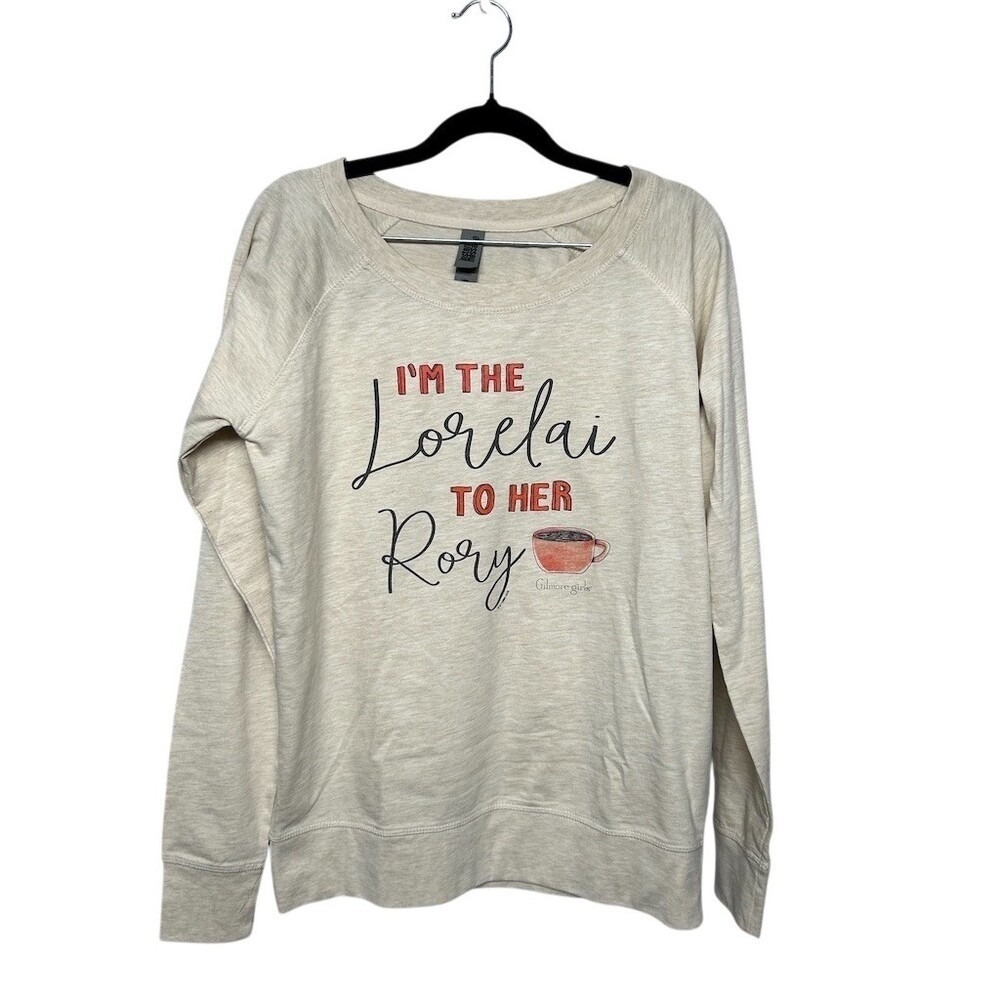 Instant Message Sweatshirt Women Medium Oatmeal Gilmore Girls Lorelai Rory Med